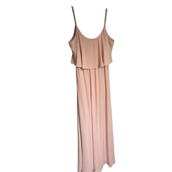 Show Me Your Mumu Caitlin Ruffle Maxi Dress/ Bridesmaid Blush Size L - Picture 6 of 9